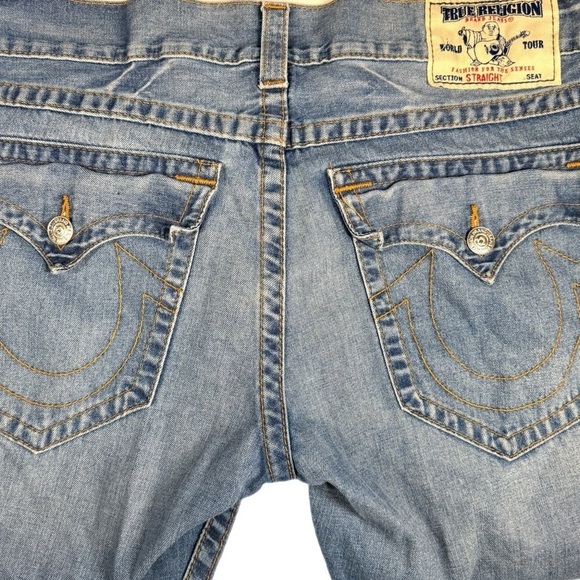 True Religion | Deer Hallow Denim Orange Stitch  Straight Leg Jeans - Picture 14 of 16